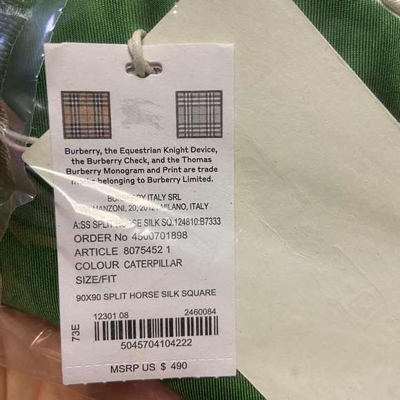 Burberry Equestrian Knight Colorblock Silk Square Scarf - Picture 6 of 6